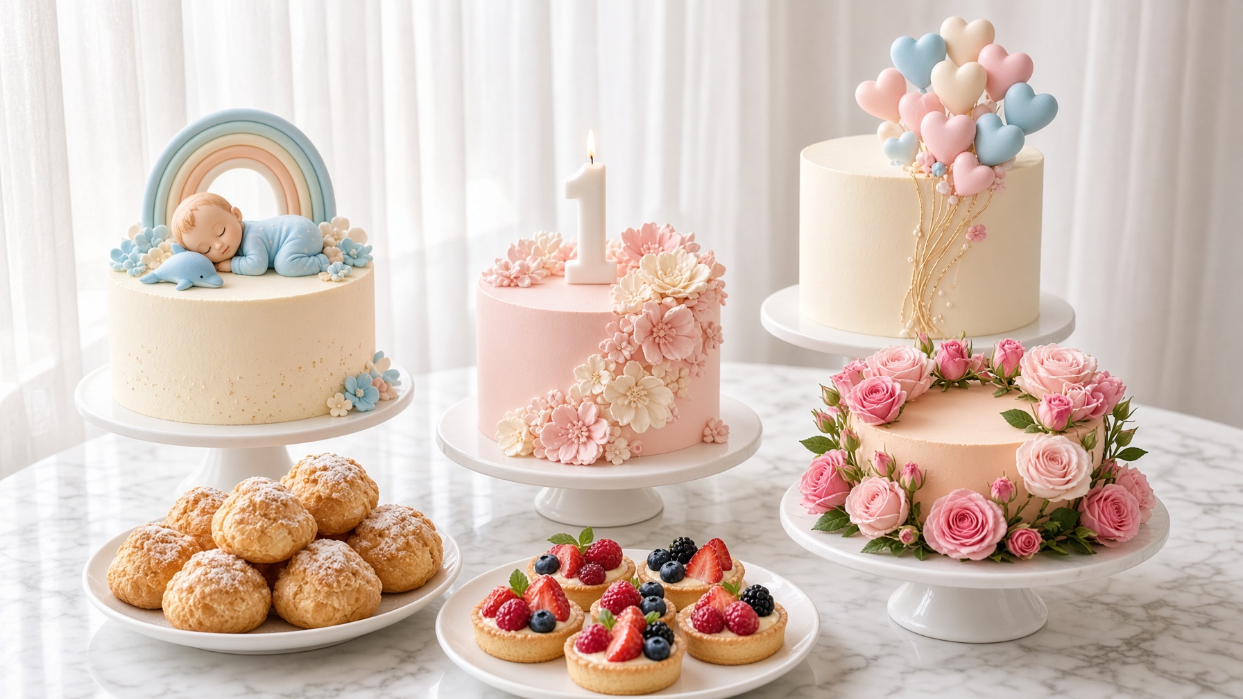 Bàn bánh kem hiện đại pastel của Min's Bake Studio